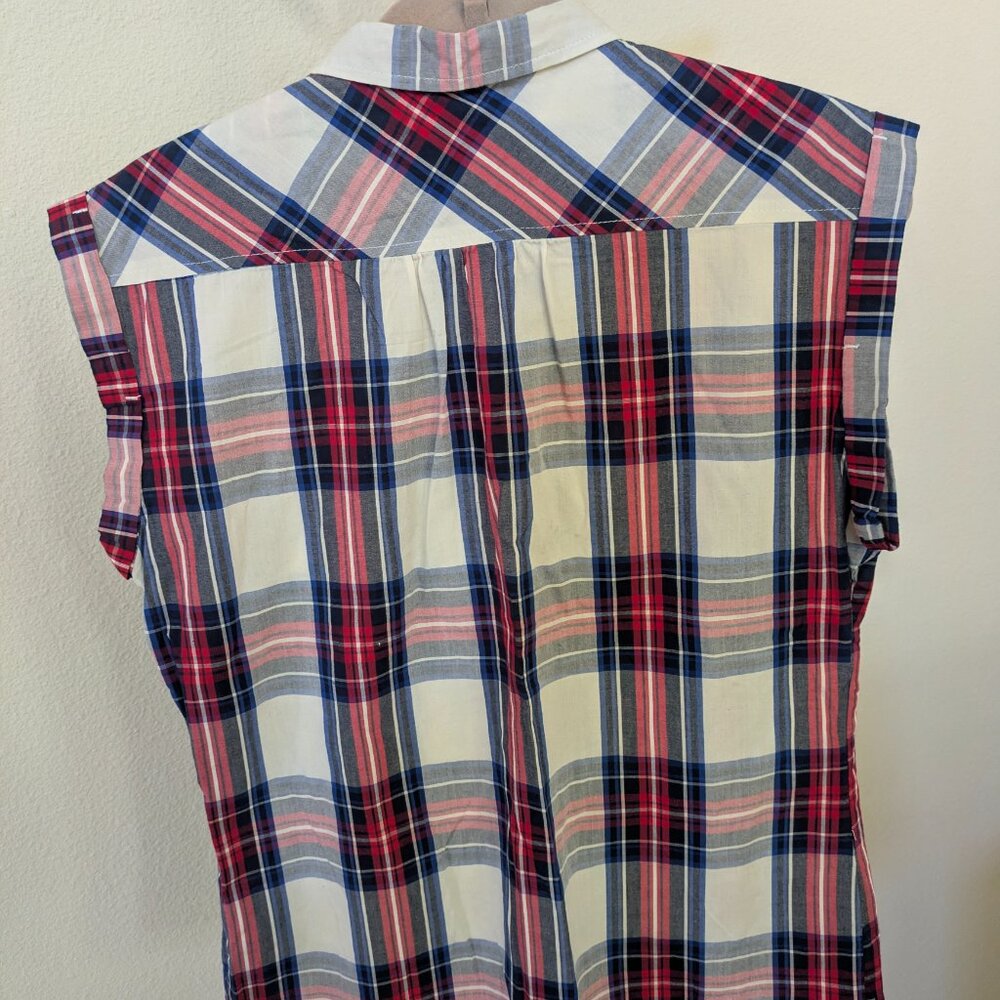 NWT Levi's Sleeveless Plaid Button-Down Shirt 100% Cotton Womens Small - Picture 2 of 9